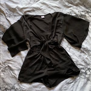 Black Front Tie Romper